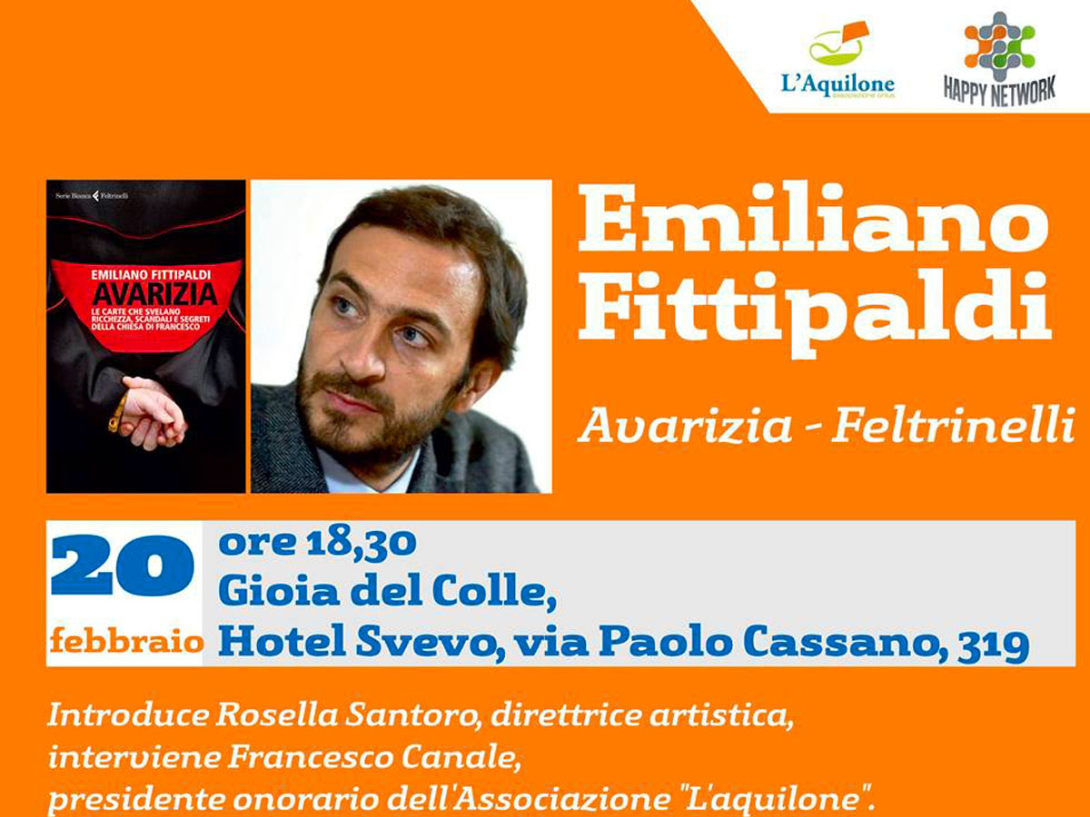 Emiliano Fittipaldi e il suo libro “Avarizia” a Gioia del Colle